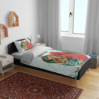 Mexico Football Custom Bedding Set El Tri Aztec Calendar Brush Style