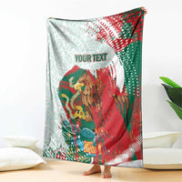 Mexico Football Custom Blanket El Tri Aztec Calendar Brush Style