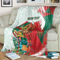 Mexico Football Custom Blanket El Tri Aztec Calendar Brush Style