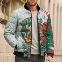 Mexico Football Custom Bomber Puffer Jacket El Tri Aztec Calendar Brush Style