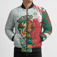 Mexico Football Custom Bomber Puffer Jacket El Tri Aztec Calendar Brush Style