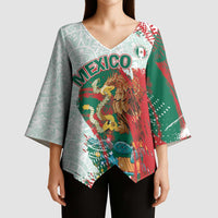 Mexico Football Custom Kimono Sleeve Blouse El Tri Aztec Calendar Brush Style