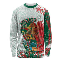 Mexico Football Custom Long Sleeve Shirt El Tri Aztec Calendar Brush Style