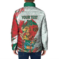 Mexico Football Custom Padded Jacket El Tri Aztec Calendar Brush Style