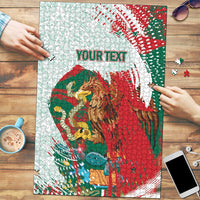Mexico Football Custom Puzzle El Tri Aztec Calendar Brush Style