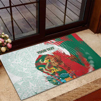 Mexico Football Custom Rubber Doormat El Tri Aztec Calendar Brush Style