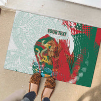 Mexico Football Custom Rubber Doormat El Tri Aztec Calendar Brush Style