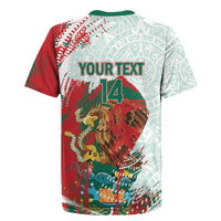 Mexico Football Custom Rugby Jersey El Tri Aztec Calendar Brush Style