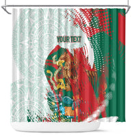 Mexico Football Custom Shower Curtain El Tri Aztec Calendar Brush Style