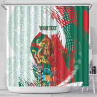 Mexico Football Custom Shower Curtain El Tri Aztec Calendar Brush Style