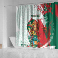 Mexico Football Custom Shower Curtain El Tri Aztec Calendar Brush Style