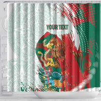 Mexico Football Custom Shower Curtain El Tri Aztec Calendar Brush Style