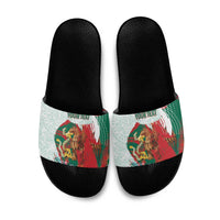 Mexico Football Custom Slide Sandals El Tri Aztec Calendar Brush Style