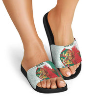Mexico Football Custom Slide Sandals El Tri Aztec Calendar Brush Style