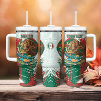 Mexico Football Custom Tumbler With Handle El Tri Aztec Calendar Brush Style