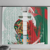 Mexico Football Custom Window Curtain El Tri Aztec Calendar Brush Style