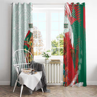 Mexico Football Custom Window Curtain El Tri Aztec Calendar Brush Style