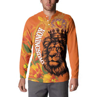 Nederland Fijne Koningsdag Button Sweatshirt Netherlands Lion With Orange Tulips