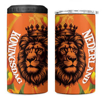 Nederland Fijne Koningsdag 4 in 1 Can Cooler Tumbler Netherlands Lion With Orange Tulips