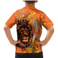 Nederland Fijne Koningsdag Family Matching Mermaid Dress and Hawaiian Shirt Netherlands Lion With Orange Tulips