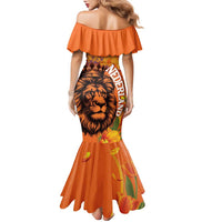 Nederland Fijne Koningsdag Family Matching Mermaid Dress and Hawaiian Shirt Netherlands Lion With Orange Tulips