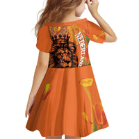 Nederland Fijne Koningsdag Family Matching Off The Shoulder Long Sleeve Dress and Hawaiian Shirt Netherlands Lion With Orange Tulips