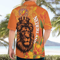 Nederland Fijne Koningsdag Hawaiian Shirt Netherlands Lion With Orange Tulips
