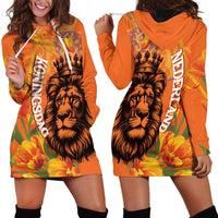 Nederland Fijne Koningsdag Hoodie Dress Netherlands Lion With Orange Tulips