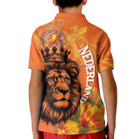 Nederland Fijne Koningsdag Kid Polo Shirt Netherlands Lion With Orange Tulips