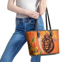 Nederland Fijne Koningsdag Leather Tote Bag Netherlands Lion With Orange Tulips