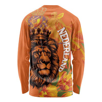 Nederland Fijne Koningsdag Long Sleeve Shirt Netherlands Lion With Orange Tulips