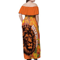 Nederland Fijne Koningsdag Off Shoulder Maxi Dress Netherlands Lion With Orange Tulips