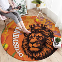 Nederland Fijne Koningsdag Round Carpet Netherlands Lion With Orange Tulips