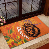 Nederland Fijne Koningsdag Rubber Doormat Netherlands Lion With Orange Tulips