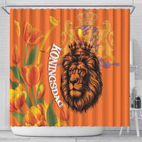 Nederland Fijne Koningsdag Shower Curtain Netherlands Lion With Orange Tulips