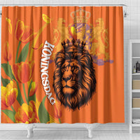 Nederland Fijne Koningsdag Shower Curtain Netherlands Lion With Orange Tulips