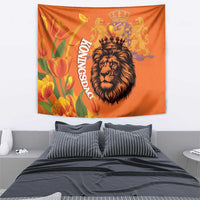 Nederland Fijne Koningsdag Tapestry Netherlands Lion With Orange Tulips