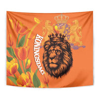 Nederland Fijne Koningsdag Tapestry Netherlands Lion With Orange Tulips