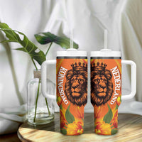 Nederland Fijne Koningsdag Tumbler With Handle Netherlands Lion With Orange Tulips