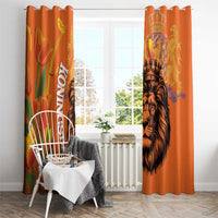 Nederland Fijne Koningsdag Window Curtain Netherlands Lion With Orange Tulips