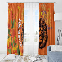 Nederland Fijne Koningsdag Window Curtain Netherlands Lion With Orange Tulips