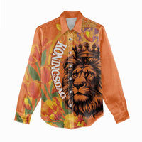 Nederland Fijne Koningsdag Women Casual Shirt Netherlands Lion With Orange Tulips
