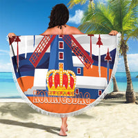 Netherlands King's Day Beach Blanket Windmill With Nederland Pattern