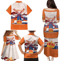 Netherlands King's Day Family Matching Puletasi and Hawaiian Shirt Windmill With Nederland Pattern