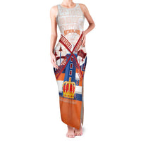 Netherlands King's Day Family Matching Tank Maxi Dress and Hawaiian Shirt Windmill With Nederland Pattern