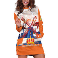 Netherlands King's Day Hoodie Dress Windmill With Nederland Pattern