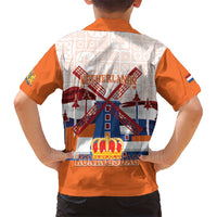 Netherlands King's Day Kid Hawaiian Shirt Windmill With Nederland Pattern