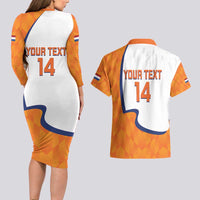 Custom Netherlands Football Couples Matching Long Sleeve Bodycon Dress and Hawaiian Shirt 2025 Go Champions Holland