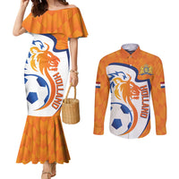 Custom Netherlands Football Couples Matching Mermaid Dress and Long Sleeve Button Shirt 2025 Go Champions Holland