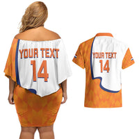Custom Netherlands Football Couples Matching Off Shoulder Short Dress and Hawaiian Shirt 2025 Go Champions Holland